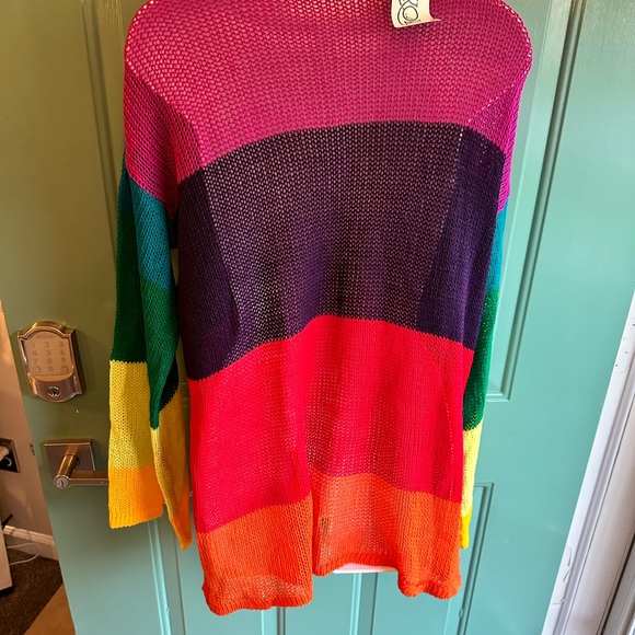 Rainbow Stripe colorful lightweight sweater NWT by Rokoko size small - Picture 6 of 9